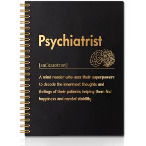 Psychiatrist Definition Gold Foil Hardcover 160 Pages Blank Spiral Notebooks, Birthday Appreciation Gifts for Psychiatrist, Grad Gifts for Psychiatry Student, Spiritual Wellness Month Gifts