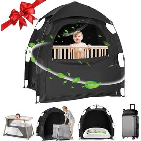 Blackout Tent for Pack N Play, Baby Sleep Tent One-Click Assembly Blackout Tent for Kids, Breathable Sleep Pod, Mini Crib and Pack N Play Blackout Cover for Babies and Toddlers, Blocks 95% Light