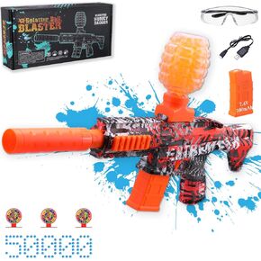 Gel Splatter Blaster, Electric Auto Splatter Ball Toy, 12 Rs Per Seconds, Rechargeable Batteries, Outdoor Activities Team Game Toy for Age 12+ Year Up