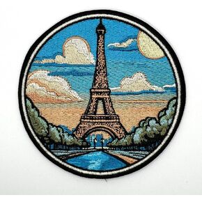 3.5"" Eiffel Tower Iron On Patch - Embroidered Traveler France Applique Appliques Iron On Sew On Patches for Holes, Clothing, Jeans, Hat, Backpacks, Clothes - France Patch, 9083459034