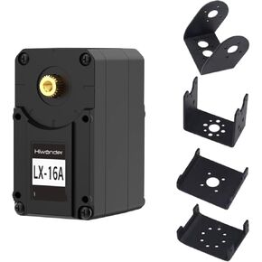 LX-16A Serial Bus Servo with Bracket, Dual Bearing Full Metal Gear Steering Servo with Debug System for RC Robot DIY, High Torque Servo 17KG.CM 6V - 19.5KG.CM 7.4V, Control Angle 240°