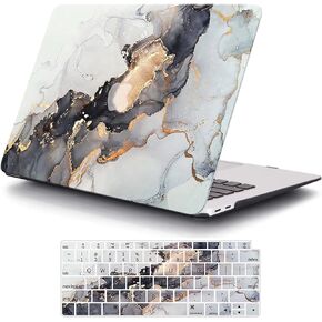 MonsDirect Compatible with MacBook Air 13 inch Case 2021 2020 M1 A2337 A2179 A1932 with Touch ID, Slim Hard Plastic Case & Keyboard Cover for New Air 13 inch with Touch ID 2018-2021, White Gold
