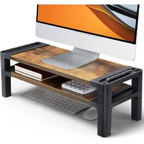 HUANUO Monitor Stand Computer Riser, Monitor Stand for Desk with Adjustable Height and 2 Platforms, Ergonomic Computer Riser, Monitor Riser for Laptops and Monitors, HNMS04V