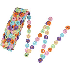 BEEFLYING 15 Yards Colorful Daisy Flower Lace Ribbon Trim Embroidery for Sewing DIY Crafts Home Decoration Supplies, 1.3cm Wide in Kuwait