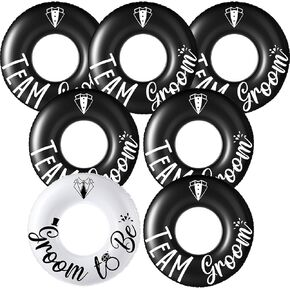 7 Pcs Groom Pool Float Funny Bachelor Party Decorations Inflatable Pool Tubes for Adults 47.24 Inch Team Groom Pool Floaties Party Favors for Bachelor Groom Shower Party