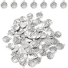 Honbay 60PCS Alloy Bear Paw Charms Pendant Cute Animal Paw Print Charms for Earring Necklace Bracelet Keychain Crafts Making
