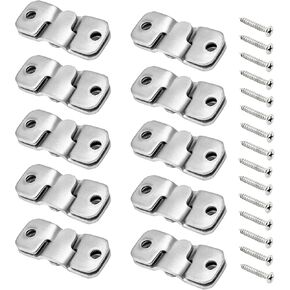 10 Pcs Flush Mount Bracket with Screws, Heavy Duty Picture Hangers, Stainless Steel Z Clip Bracket Picture Wall Mount Hardware for Wall Hanging Large Pictures, Art Paintings, Silver, Small