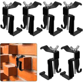 Adjustable Brick Hooks, 6 Packs Heavy Duty 1-3/4" to 2-3/4" Brick Hangers, Stainless Steel Brick Hangers Clips for Hanging Outdoor, No Drill Brick Wall Hangers Clamps