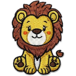 Cuddly Lion Patch – 3 inches, Cute Colorful Lion Iron On Patch – Embroidered Iron On/Sew On Patches Appliques for Children