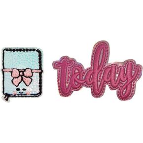 Today Planner Reflective Sparkle Embroidered Iron On Patches 2 Pieces Set