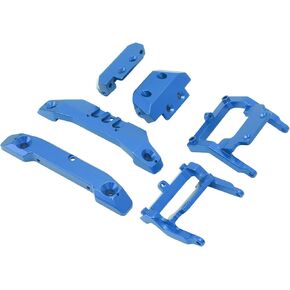 RC Car Bumper Plate, Aluminum Alloy Front and Rear Bumper Plate with 4 Beads LED Lamp for 1/18 Truck(Blue)