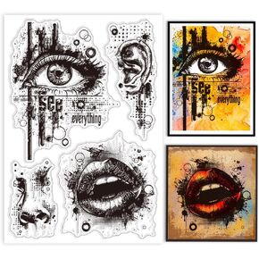 GLOBLELAND Facial Feature Clear Stamp - Broken Texture Background - Silicone Material - Transparent - 6.30" x 4.33" - Rectangular
