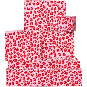 CENTRAL 23 - Trendy Wrapping Paper - 6 Gift Wrap Sheets - Pink Leopard Print - For Women Birthday Teenagers Girls - Recyclable