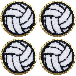 8Pcs 2inch Volleyball Patches, Rugby Embroidered Appliques Iron On, Black White Soccer Ball Sewing Crochet for Sports Clothes Jeans Hats Jacket Backpack DIY Accessories
