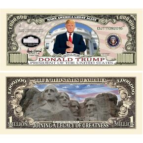 American Art Classics Donald Trump Legacy Limited Edition Million Dollar Bill - Pack of 50 - Highly Collectible Novelty Dollar Bill - Funny for Democrats or Republicans - Funniest Political Gift