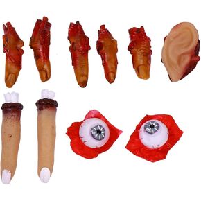 Toyvian 10 pcs Halloween Props Scary Creepy Prank Toys Horror Party Decorations Includes Dark Severed Fingers Eyeballs Ears Combination