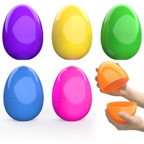 6 Pcs Jumbo Easter Eggs, 6 Inch Fillable Plastic Easter Eggs Bright Color for Easter Hunt Party Supplies, Large Colorful Easter Eggs for Toddler Toy, Basket Stuffers, Toys Filling Treats