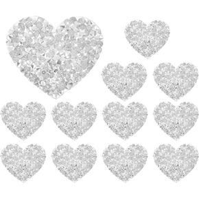 12Pcs Rhinestone Heart Stickers Rhinestone Iron On Patches For Clothes Sequin Diamond Appliques Adhesive Love Glitter Crystal Patches Heart Shape Iron On Patches For Jeans Shoes Hats Repair Decoration