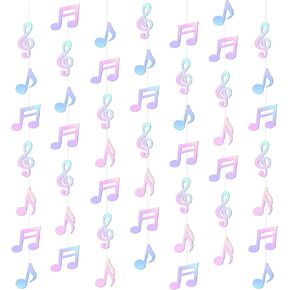 Cindeer 8 Pcs Musical Notes Hanging Decorations Music Theme Party Decorations Music Notes Paper Garland Banner for 50s 80s Birthday Baby Shower Wedding Musical Party Supplies Ceiling Decor(Black)