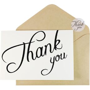 36pcs Thank You Card with Gold Foil Script, 4.2x6.2 Thank you Cards Bulk with Envelopes, Stickers, Card Box Set for Wedding, Baby, Bridal Shower, Small Business, Funeral