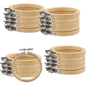 SENJEOK 20Pcs 3 Inch Bamboo Embroidery Hoop, Bamboo Circle Cross Stitch Hoop Ring for Craft Sewing, DIY Project, Decoration