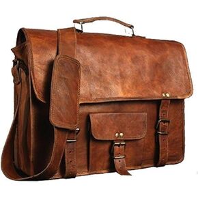 Leather Laptop Bag | Leather Messenger for Men and Women | Briefcases for Men | A Perfect Satchel can be Used for School and Work (11 x 15 inchs)
