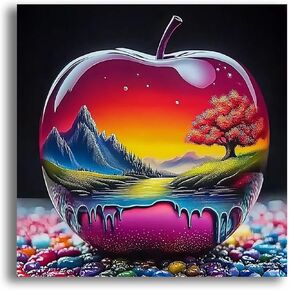 LOMSIOY DIY 5D Diamond Art Kits for Adults, Apples Diamond Painting Kits for Beginner, Scenery Diamond Art with Round Full Drill Rhinestone Crafts Gem Arts for Home Wall Decor 12x12 inch