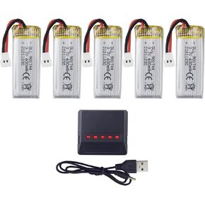 Accessroy 5PCS 3.7V 600mAh Lithium Battery with 5-in-1 Charger for SYMA X600W X700 X700W Quadcopter Remote Control Drone