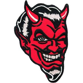 Red Devil Embroidered Patch Satanic Evil Lucifer Satan Iron-on Emblem Small