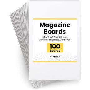 Magazine Boards – 100 Pack, 24pt Acid-Free, 8.5 x 11 Poster Board, Ideal for Magazine Storage & Fabric Organizer
