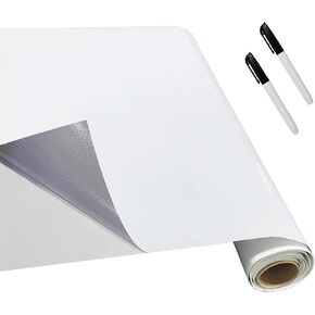 White Board Dry Erase-Whiteboard for Wall-Whiteboard Paper Peel Stick and Roll with 2 Dry Erase Markers-Adhesive Dry Erase Board for Office/Classroom/Fridge/Desk/Glass/Door(17.3''X36.2'' White)
