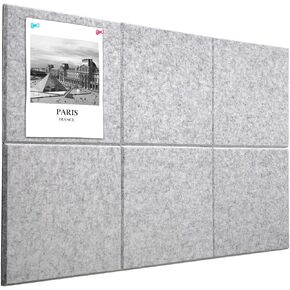Large Cork Board for Office Felt Board Alternative - 12 Pack Slat Wall Paneling, Felt Bulletin Board Tiles for Office Wall Decor, Push pin Board Wall Organizer for Office - Black