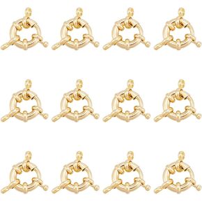 UNICRAFTALE 12Pcs 18K Gold Plated Spring Ring Clasps 22mm Round Clasps for Necklaces Bracelet Metal Close Ring Clasps Smooth Surface Clasps Connector Findings for DIY Necklace Bracelet Jewelry Making