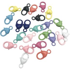 24pcs Alloy Heart Lobster Clasp 27mm Candy Color Lobster Buckle for DIY Jewelry Making Keychain Bag Hanging Accessories J092 in Kuwait
