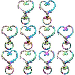 Heart Snap Hook 10pcs قوس قزح لون القلب شكل جراد البحر مشابك مفتاح سلسلة مفاتيح الخطافات