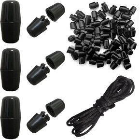 36 Sets Breakaway Clasp for Lanyard Plastic Lanyard Clasp 3mm Hole Barrel Clasps Connectors for Jewelry Making Black Bracelet Clasp with 6m 2mm Nylon Lanyard String Cords DIY Lanyard