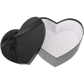 MAGICLULU 1Pcs Heart Shape Present Boxes Black Gift Boxes Heart Box with Lids Ribbon for Valentines Day Flower Arrangements