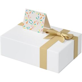 Gift Box 11x7.5x3.5 Inches,White Gift Boxes with Magnetic Lid，Christmas Gift Box Contains Card, Ribbon, Shredded Paper Filler Gift Box for Gift Packaging,Christmas Birthdays Gift Packaging
