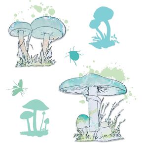 Sizzix A5 Clear Stamps & Framelits Dies - Painted Pencil Mushrooms by 49 and Market