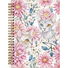 Cat Notebook, Cat Journal - Cat Gift Journal,Cat Office Supplies Notebooks for School, Cat Sticky Notes, Cute Notebook, College Ruled Spiral Notebook 80 Sheets -160 Pages 5.5x8.3 Inch
