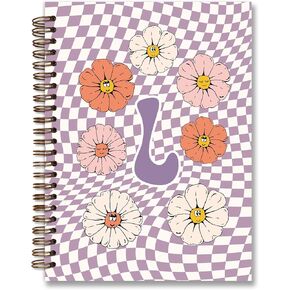Personalized Checkered Notebook Journal for Women,Initial Letter R Notebook,Custom Personalized Gifts,Personalized Notepads,Monogrammed Gifts for Women,Hardcover Spiral Notebook 5.5 x 8.3