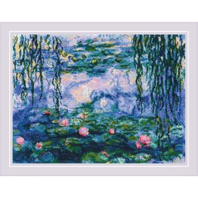 RIOLIS - Water Lilies After C. Monet 2034, Cross Stitch Kits 15.75"X11.75", Cross Stitch Kits for Beginners & Advanced, Crossstitching Kits Adult, Counted Stitching Kits, Embroidery Kit