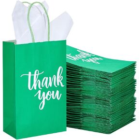 DjinnGlory 100 Pack Small Navy Blue Thank You Paper Gift Goodie Bags with Handles 9x5.5x3.15 Inch for Shopping Birthday Wedding Bridal Baby Shower Graduation 2024 Party Favors