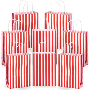 Skyygemm 64 Pcs Paper Gift Bags Bulk Party Favor Bags with Handle Goodie Bags 8.66 x 6.3 x 3.15 Inch Birthday Favor Bags Kraft Present Bag for Wedding Birthday Party Supplies and Gifts (Pink and Blue)