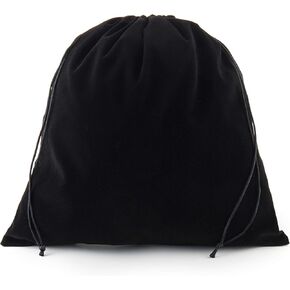 Sanrich Large Black Velvet Pouch Bags With Drawstring - 14x14 INCH Treat, Dust, Gift, Hair Dryer, Hotel Storage, Gym, Packing Bags