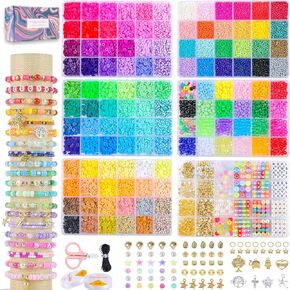 Friendship Bracelet Making Kit – 6 Box Set, 16000 Pcs, DIY Jewelry Making Set – Includes Clay Beads, Letter Beads, Charms, and String – for Music Fans and Friends