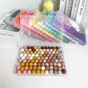 Rubdub 100Pcs Silicone Beads 15mm, Print Silicone Beads for Keychain Making, Bulk Silicone Beads for Pens, 15mm Silicone Beads for Bracelets Making (Black-White)
