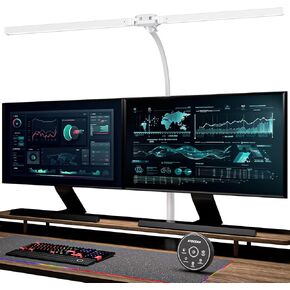 Desk Lamp with Clamp, 31.5" LED Desk Lamp for Home Office, 24W Double Head Desk Light, Dimmable & Color Temperature, Table Lamp with Remote Control, Brightest Computer Monitor Light
