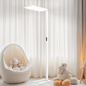 80'' Led Floor Lamps, 85W White Tall Floor Lamp Standing Light, 9500LM Dimmable Bright Floor Lamp with 4000K Natural Light, Eye-Care Reading Lamp for Bedroom, Living Room, Office, Study Room