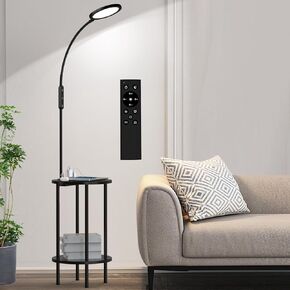 Floor Lamp with Table, Dimmable Reading Lamp with End Table, Built-in Charging Station (10W USB-C+A & 120V AC Port *2), Adjutable Color Temperature LED Lamp with Side Table for Living Room/Bedroom